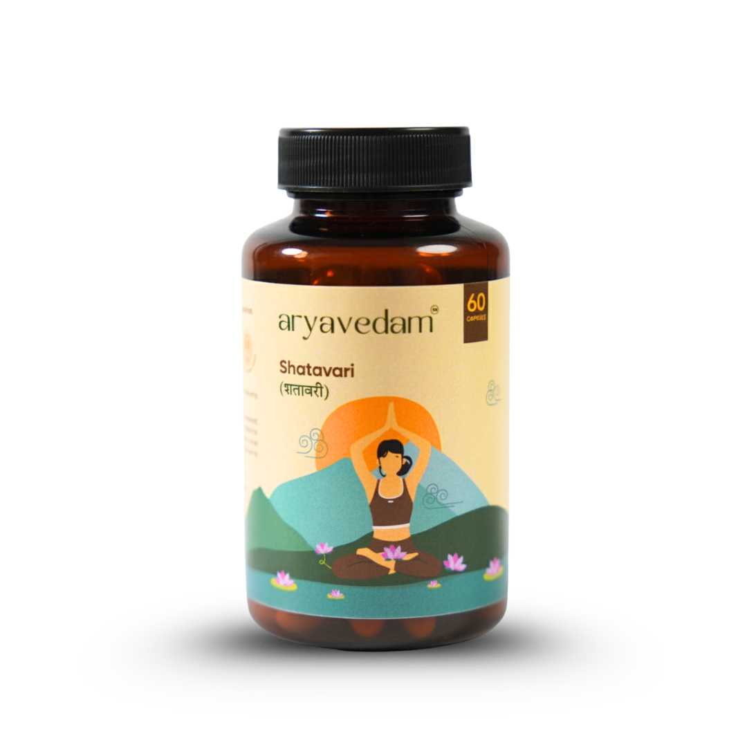 Aryavedam Shatavari Capsules | Natural Hormonal Balance & Women’s Wellness (60 Capsules) Plant-Based Support for Hormonal Health, Vitality & Reproductive Strength