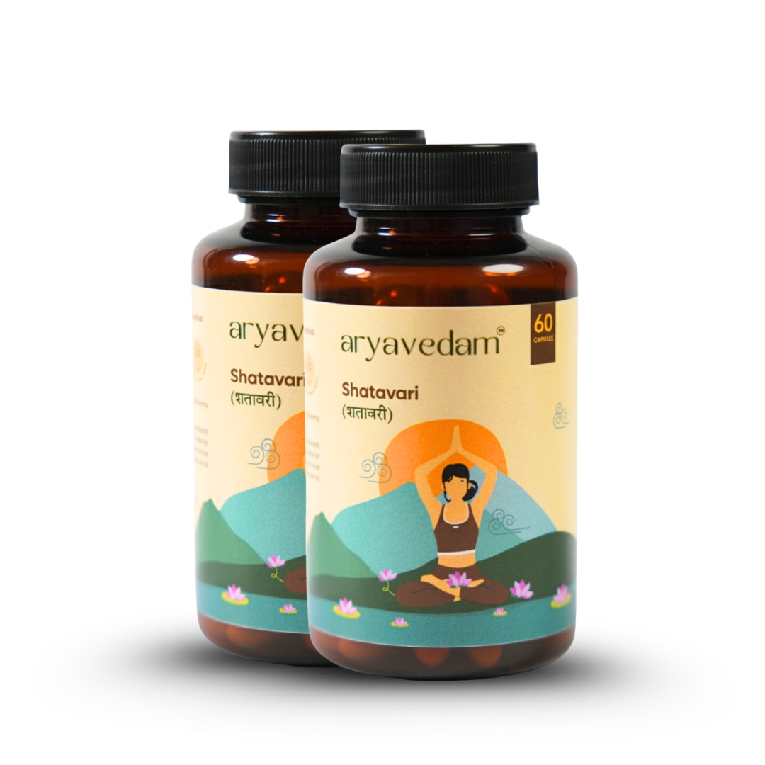 Aryavedam Shatavari Capsules | Natural Hormonal Balance & Women’s Wellness (60 Capsules) Plant-Based Support for Hormonal Health, Vitality & Reproductive Strength