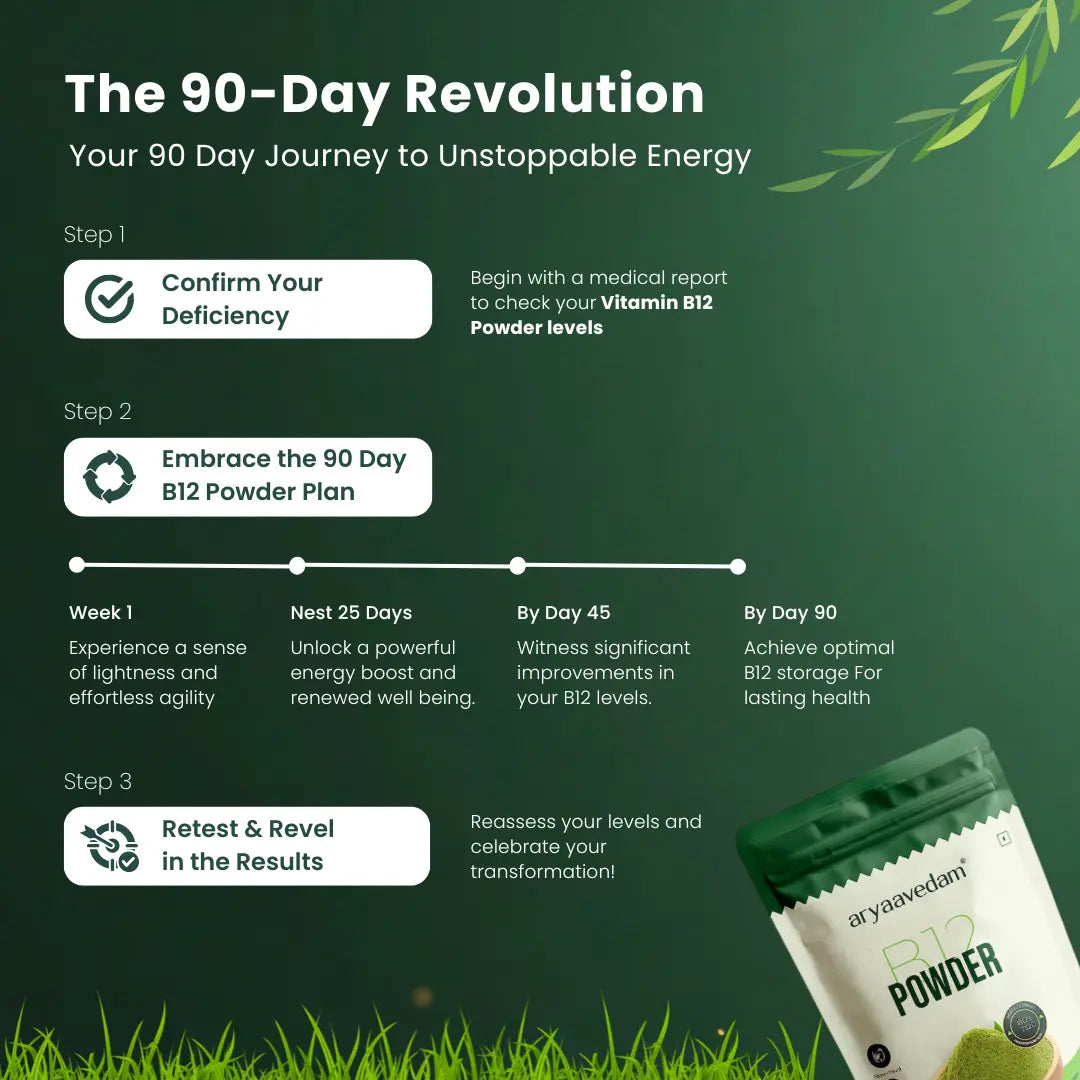 Aryavedam Plant-Based B12 Powder – Natural Blend of 6 Superfoods for Energy, Immunity & Overall Wellness (200g)